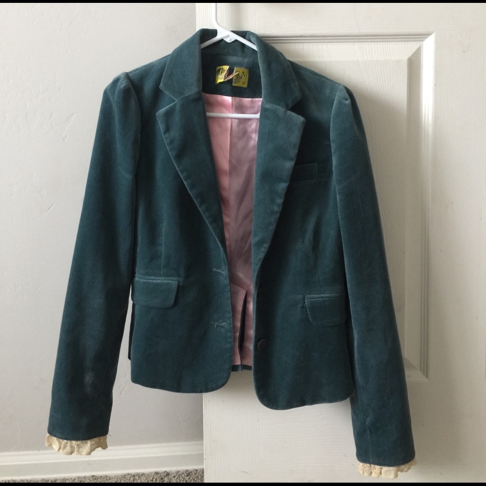 Juicy Couture Hunter Green velvet blazer. Size 4
