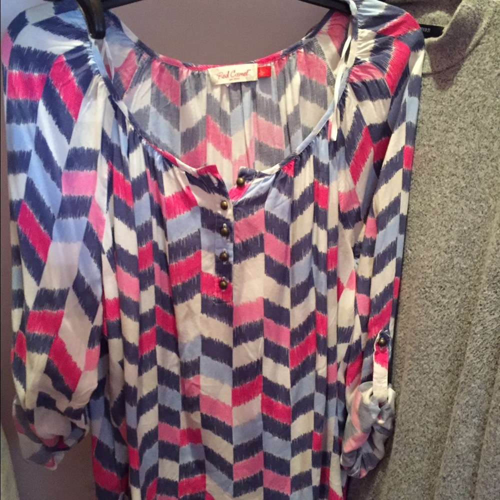 Red camel pink blue colorful blouse juniors shirt