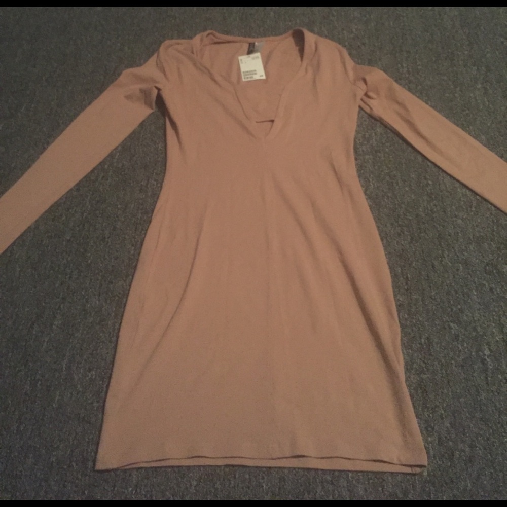 Skintight nude dress