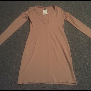 Skintight nude dress