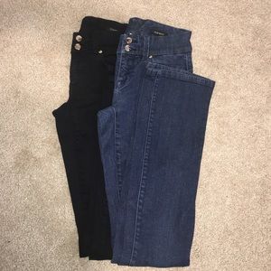 Two pairs of slim bootcut Cache denim