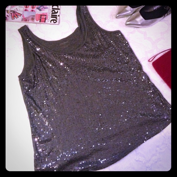 Lane Bryant Tops - LANE BRYANT Gray Sequin Front Top