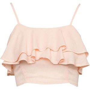 Cream ruffle crop top