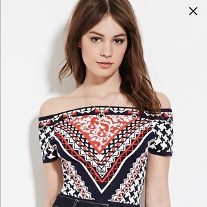 Forever 21 Abstract Geometric Crop Top