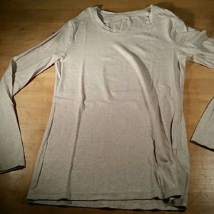 Simple Long Sleeve Tee Shirt L/G 12-14 Beige White