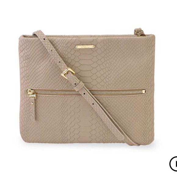 GiGi New York Handbags - GiGi New York Python Leather Crossbody Bag- Stone