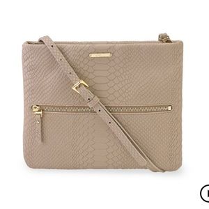 GiGi New York Python Leather Crossbody Bag- Stone