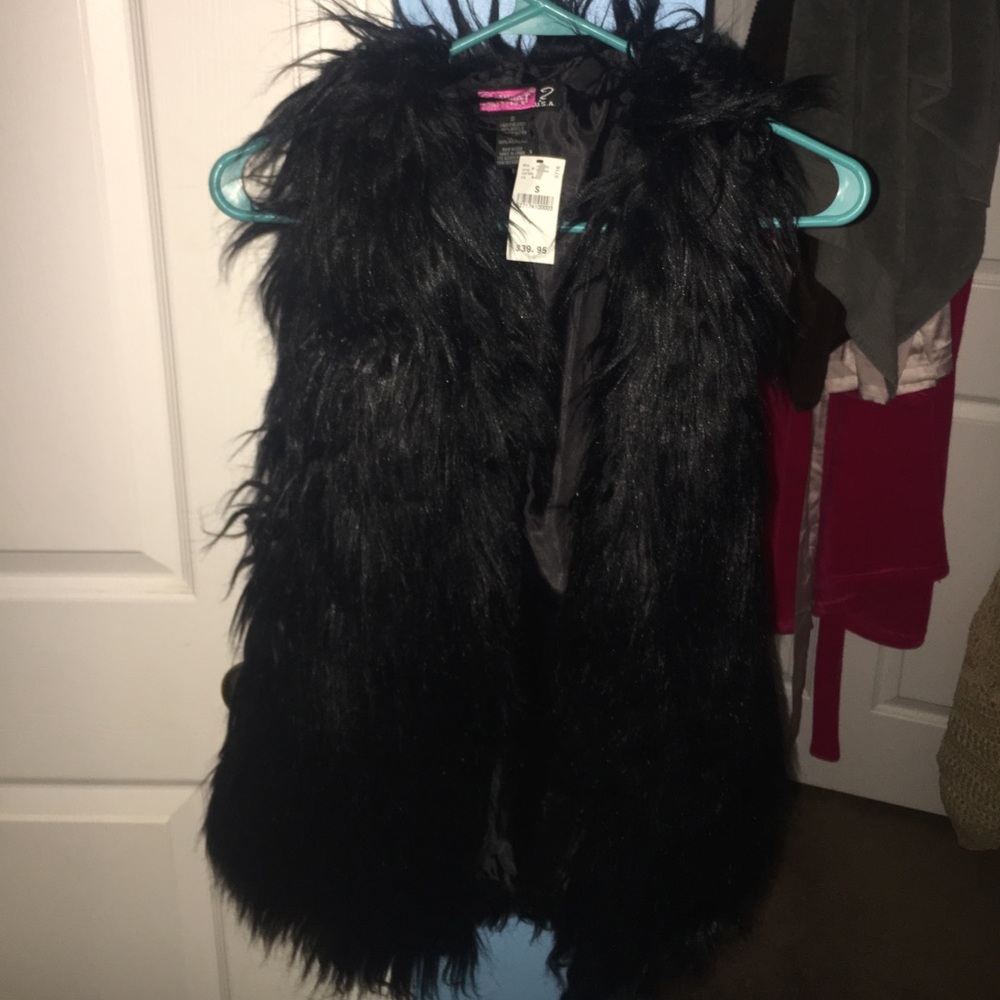 black fur vest