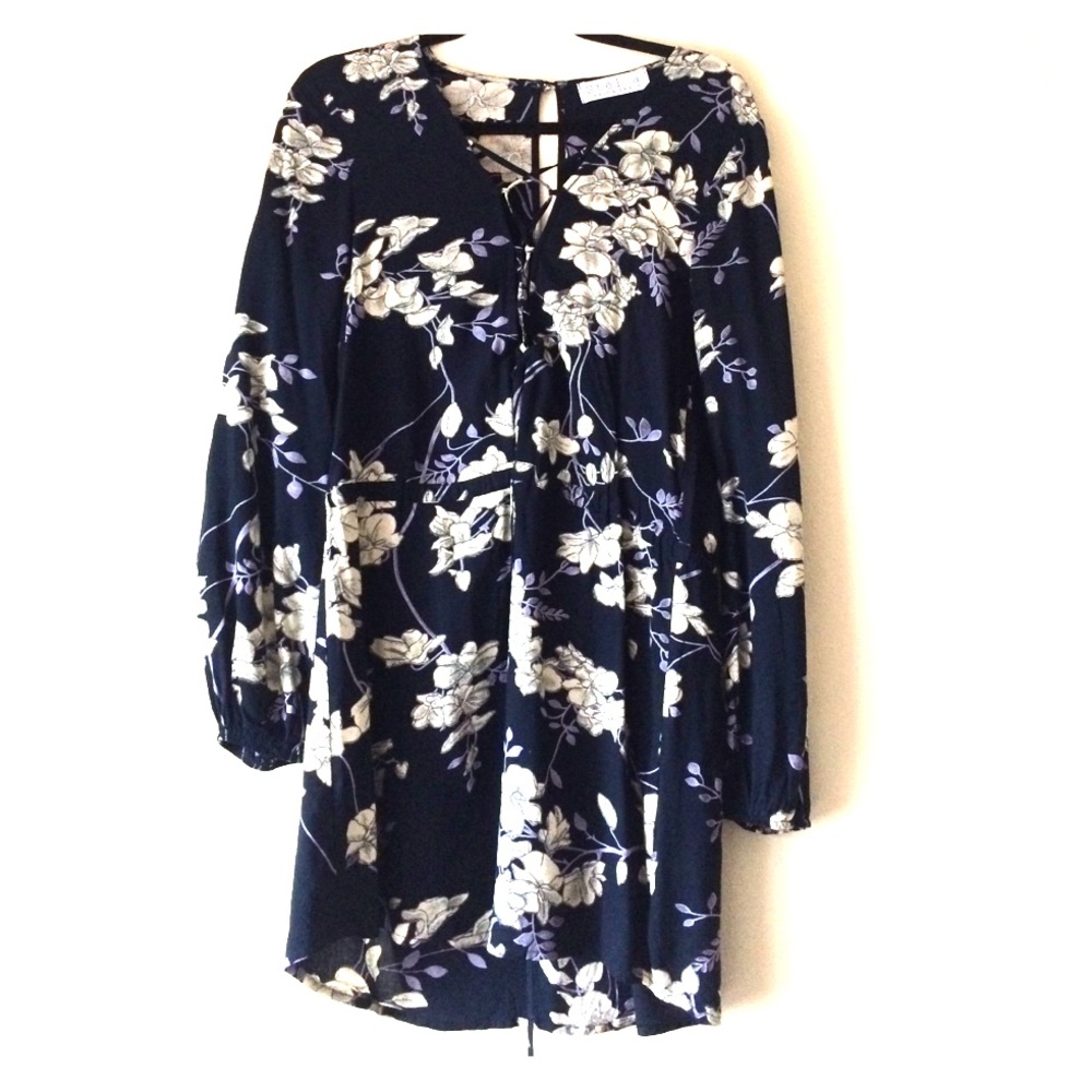 Printed dress with tie front