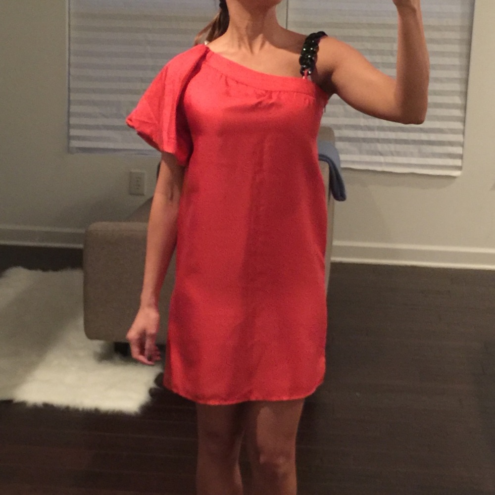 Voom Orange/Red one shoulder dress