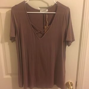 Criss Cross Front Mauve T-shirt
