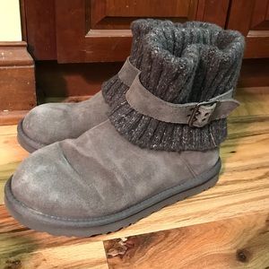 Ugg grey suede and sweater boots size 9