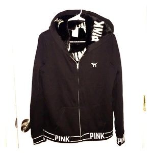 VS PINK faux fur lined hoodie