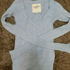 Abercrombie v neck baby blue sweater