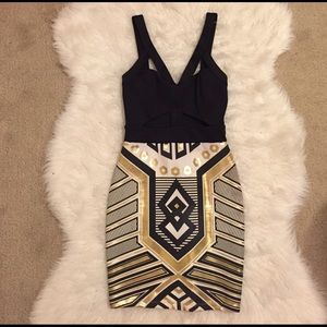 Nasty gal bodycon dress with metallic details