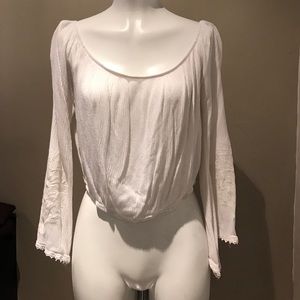 Forever 21 white embroidered sleeves crop top