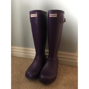 Tall matte purple hunter rain boots