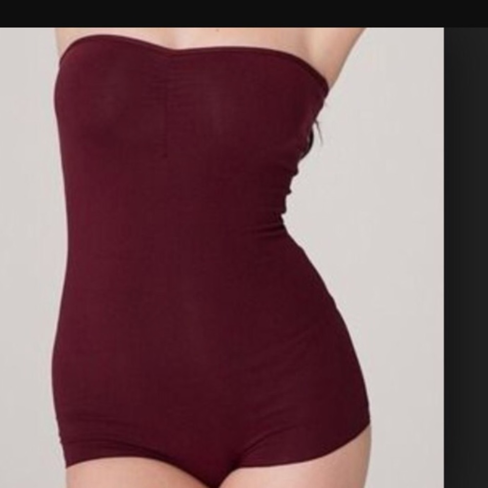 American Apparel Burgundy Tube Top Bodysuit
