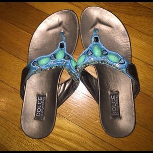 Turquoise beaded sandals