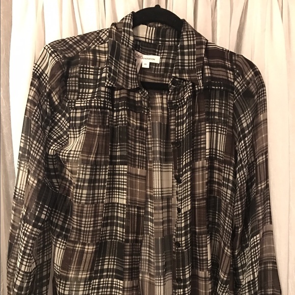 Bcbg black and white plaid blouse - Picture 1 of 3