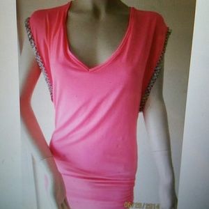 New bebe cherry dolman trim top tunic