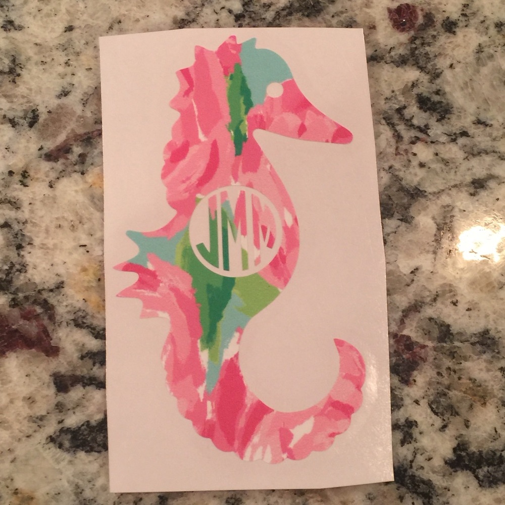 Lilly Pulitzer seahorse Monogram Decal