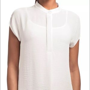 CAbi white sheer blouse short sleeve 738