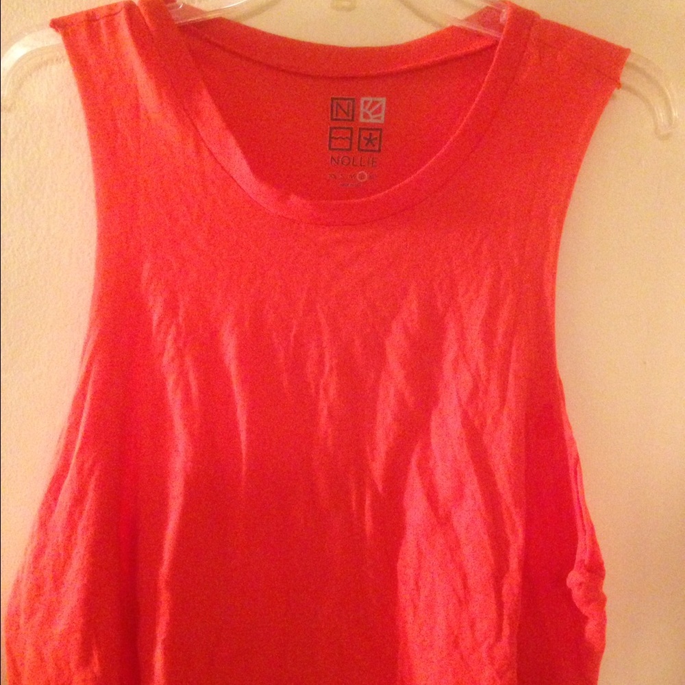 Nollie orange cut off sleeve tank