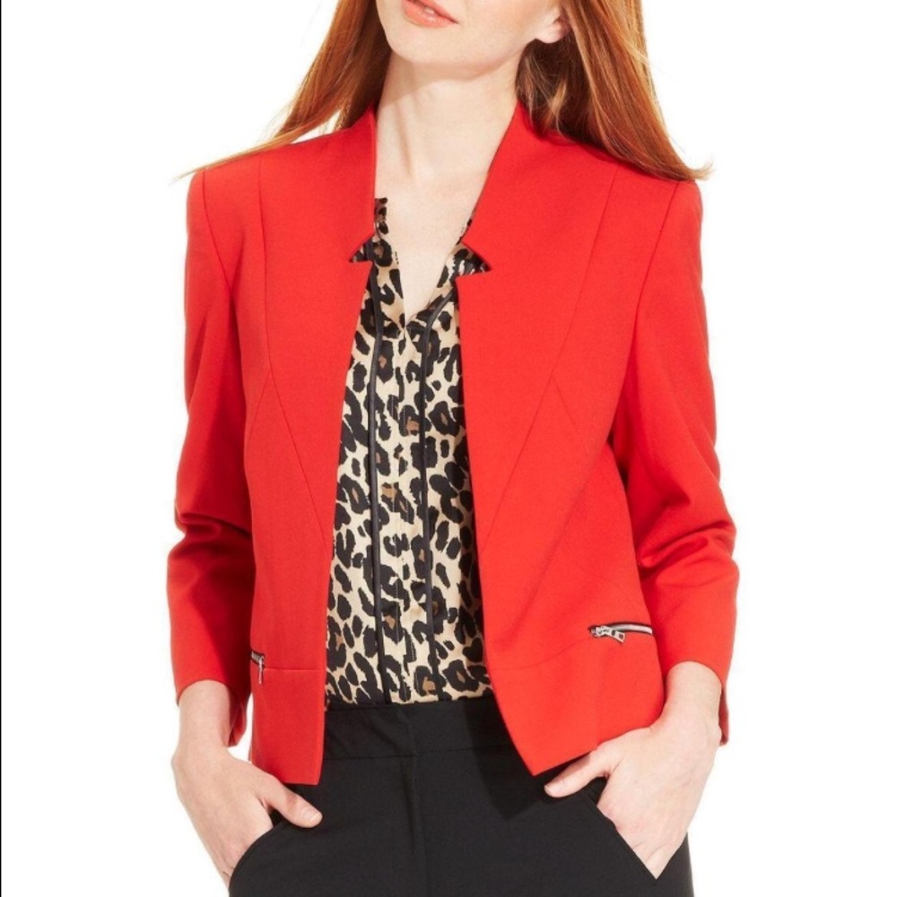 Tahari Open Front Zipper Blazer