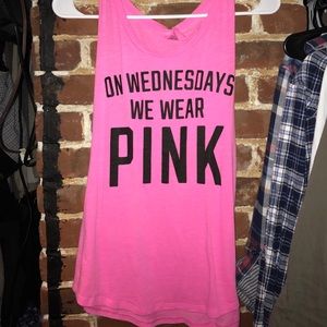 On Wednesday we wear pink tank top