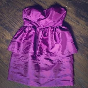 Purple silk strapless dress