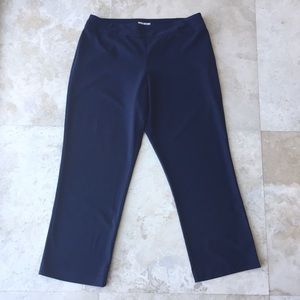Women's dark blue dress pants.
