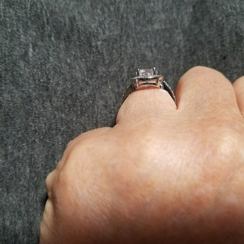 Sterling Silver Halo Engagement Ring/Right Hand Ring - Picture 6 of 8