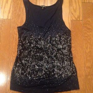 Express Navy Blue Sequin Top