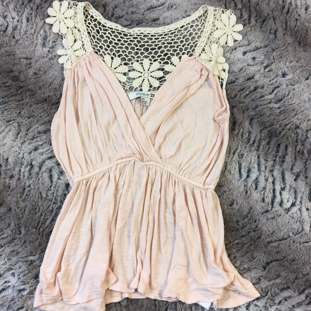Forever 21 Pink Floral Strap Knit Women's Top