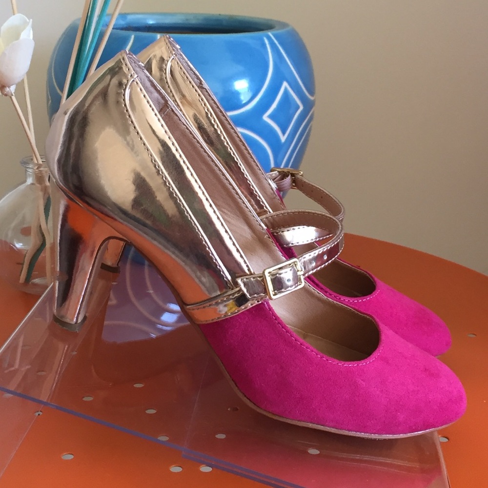 Sole Society magenta & rose gold Mary Janes sz 6!