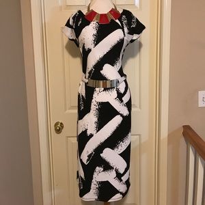 Patterned Black and White Dress