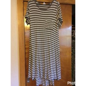 LuLaRoe Medium  Carly dress, brown and cream