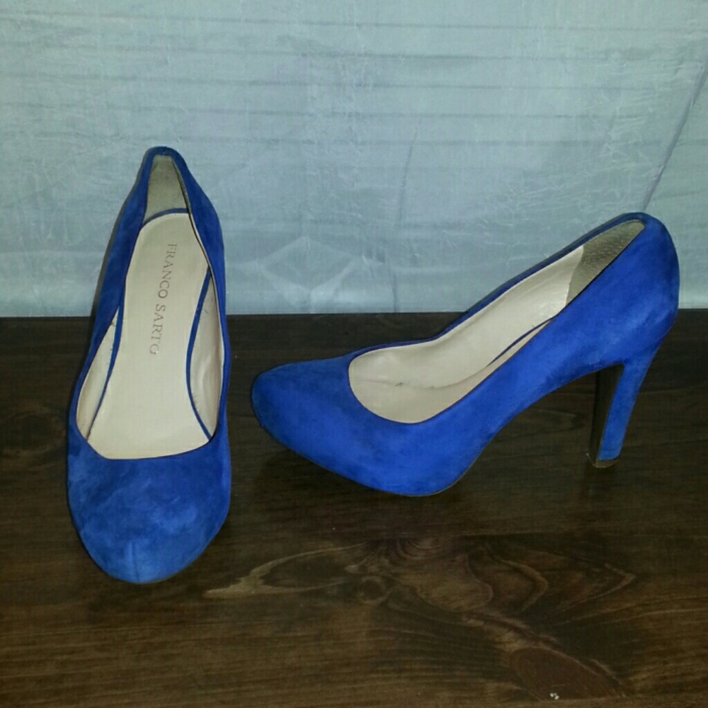 Blue suede Franco Sarto heels
