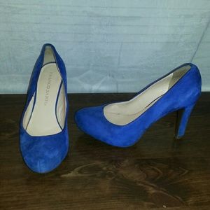 Blue suede Franco Sarto heels