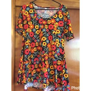 LuLaRoe Medium Perfect Tee, black and floral