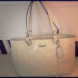 Large Cream colored Coach Tote