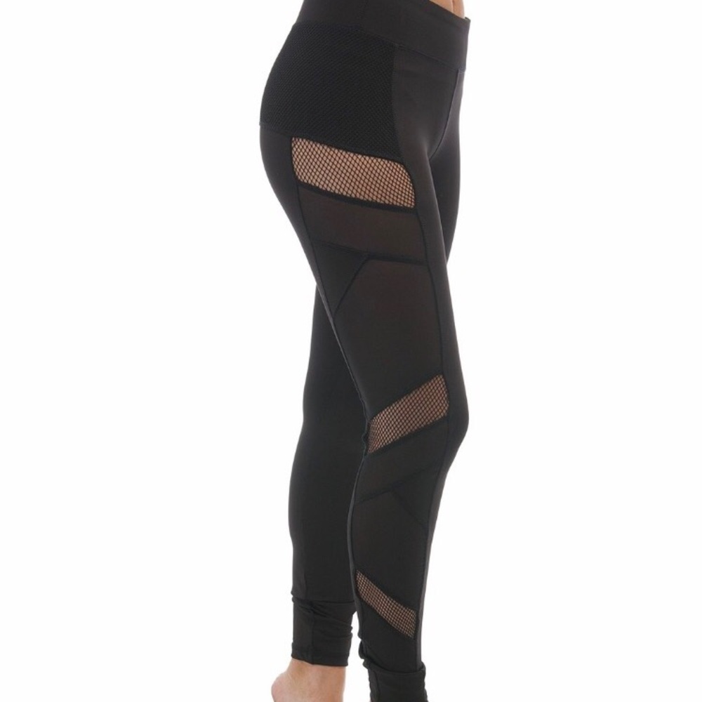 Side Mesh Leggings - Black