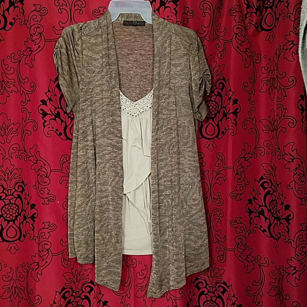 Blouse with faux cardigan