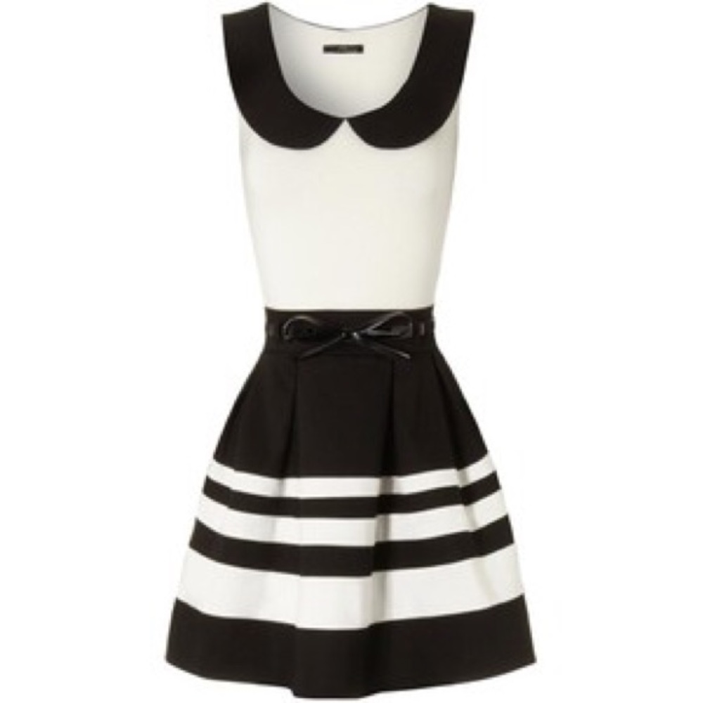Black and cream stripe skater style dress