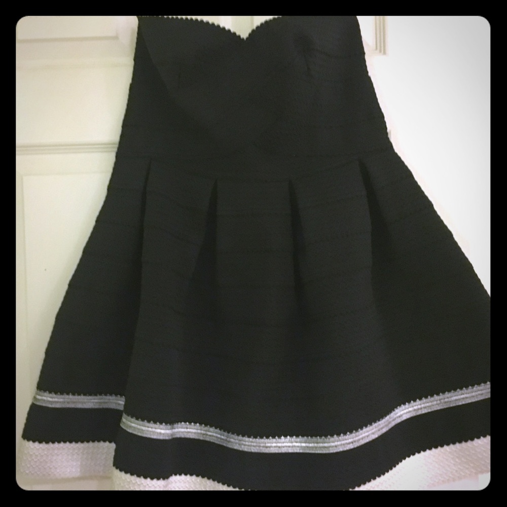 Strapless Black and Silver Bandage Dress