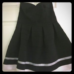 Strapless Black and Silver Bandage Dress