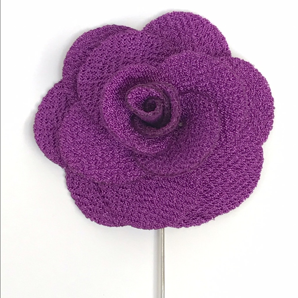 Royal Purple Rose Flower Lapel Pin for Mens Suits