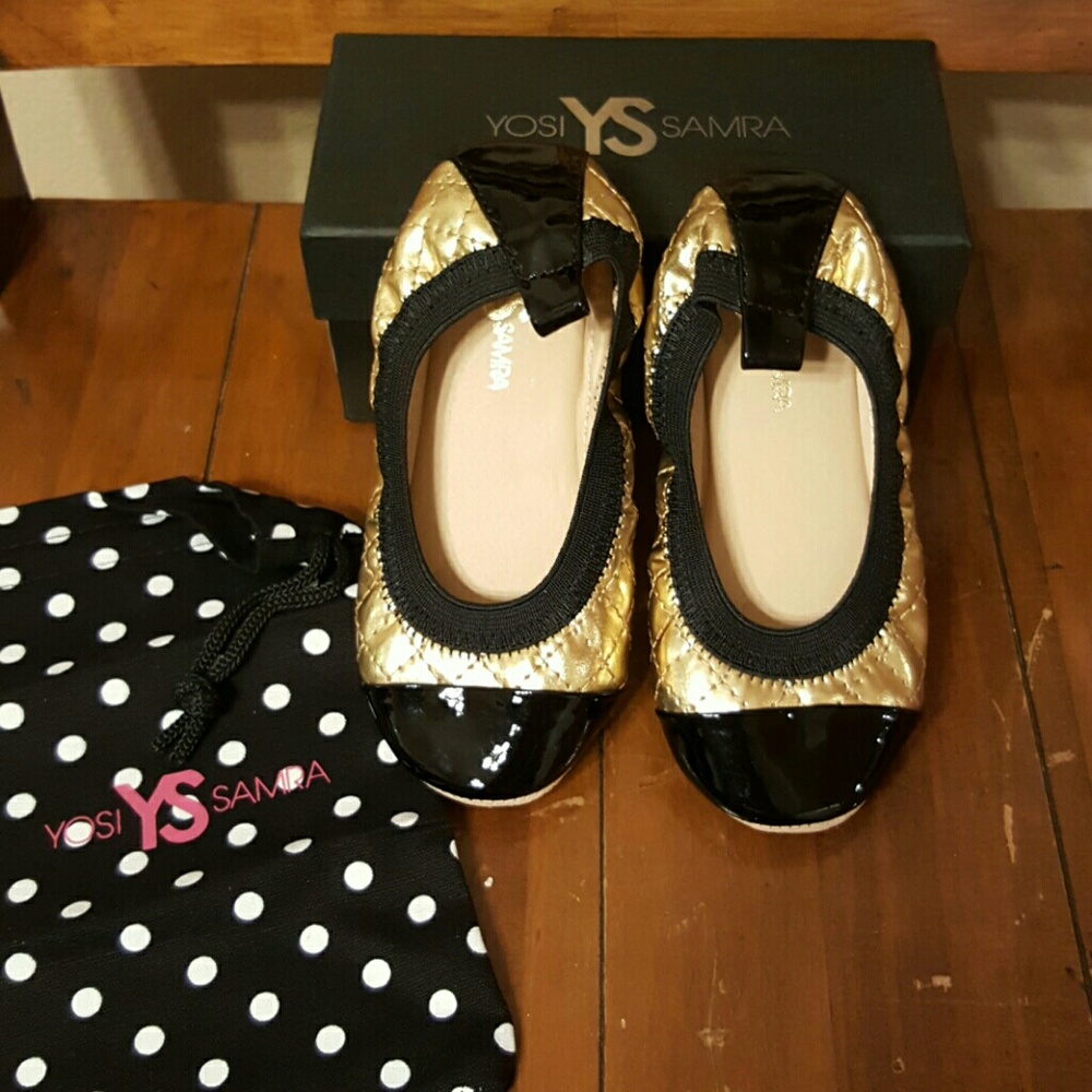 NWT Yosi Samra Gold and Black Shoes