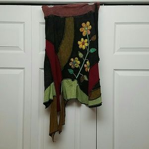 Asymmetric patchwork skirt